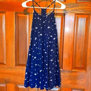 Sundress mini, Women’s Large, Racerback, Spaghetti straps, EUC, Navy w/floral